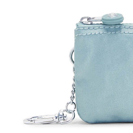 Kipling Creativity Mini Metallic Pouch Keychain Bags Pearl Teal Metallic | CA 2099TC